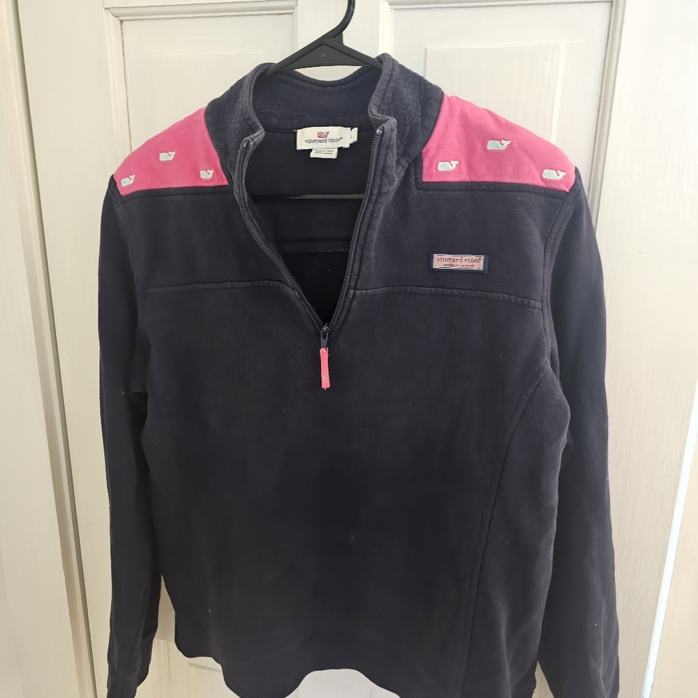 Women's Vineyard Vines Pink Whale Quarter Zip Jacket